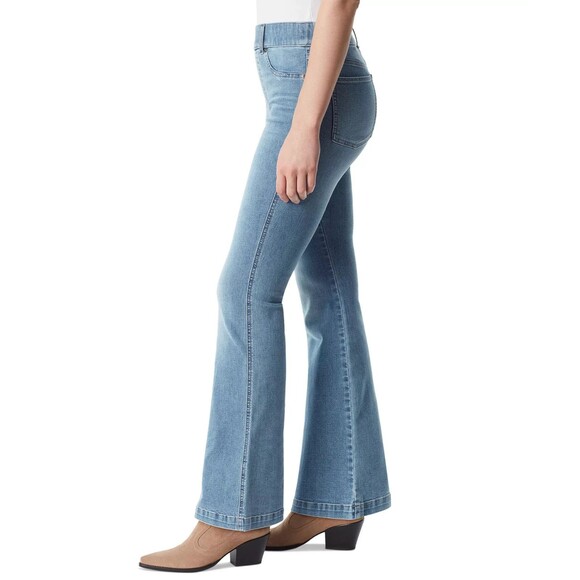 Gloria Vanderbilt Women's Shape Effect Pull-On Flared-Leg Jeans Light Blue 16S - Picture 3 of 9